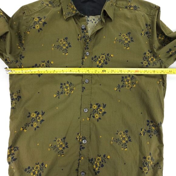 DIESEL Long Sleeve Button Down Shirt Olive Floral 90s Biker Grunge Old Money - Picture 3 of 10